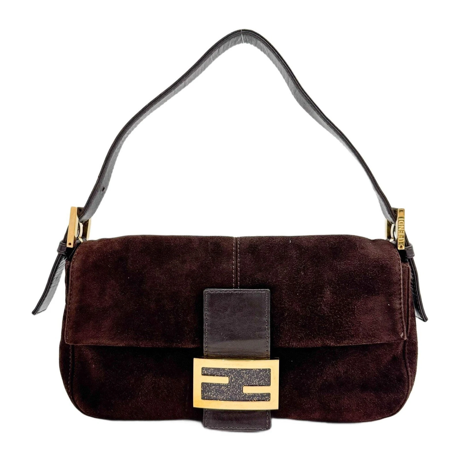 Fendi — FENDI Baguette Brown Suede Shoulder Bag