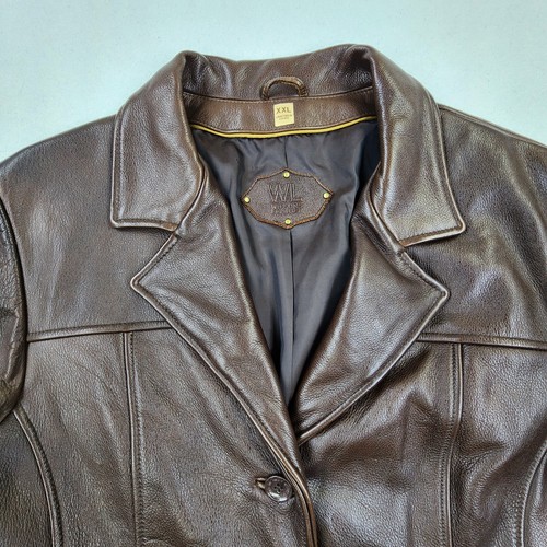 Vintage 90er Wilsons Damen braune weiche Lederjacke Größe XXL Buttondown Taschen - Bild 2 von 21