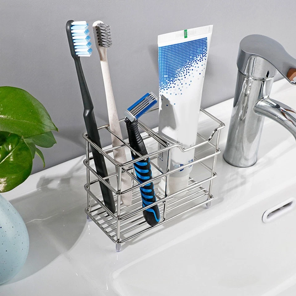4 Slot Stainless Steel Toothbrush Holder Wall Mount Bathroom Organizer Modern - Image 2 of 4