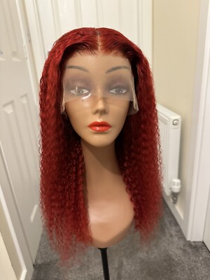 Mara Bright Ruby Red deep curly European 100% human hair lace