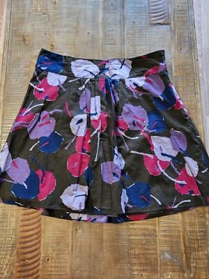 Mossimo Size 12 Novelty Skirt A-Line Cherry Brown Pink Floral Lined Midi Artsy