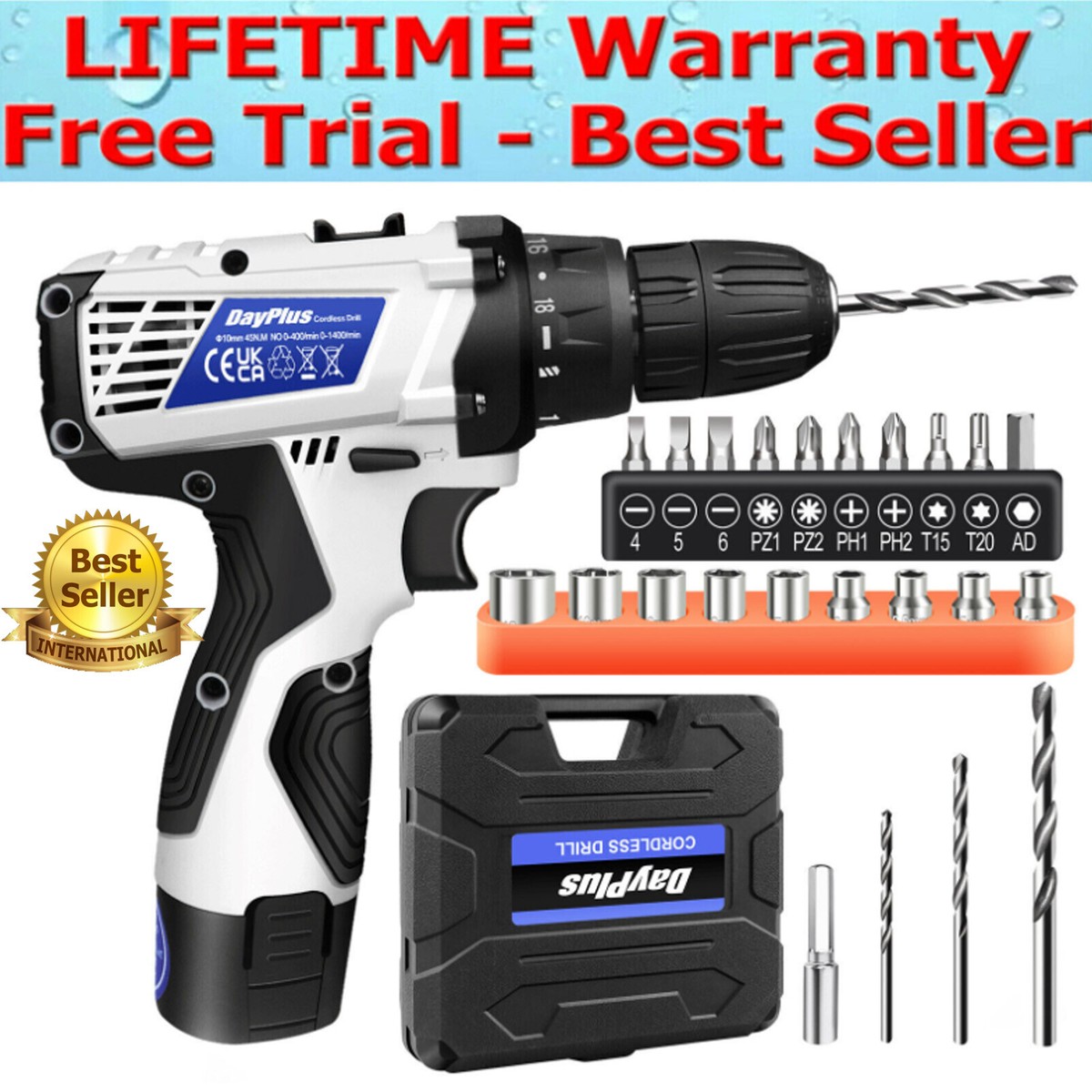 DEWORX 21V Cordless Driver Drill with Li-ion Battery Red V6515