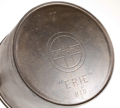 Vintage Griswold Slant ERIE No 7 (810A) Cast Iron Flt Bottom Kettle Restored