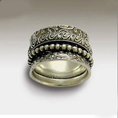Kopen Solid 925 Sterling Silver Spinner Ring Meditation Handmade Ring All Size MM-1