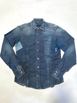 Nice D2 Collector Denim Shirt!_Dsquared2 Patches Mended Shirt Mens 46/S