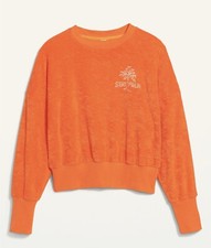 NWT Old Navy Loose Cropped Long-Sleeve Performance Slub-Knit Terry Sweatshirt