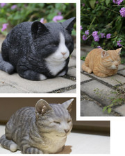 Cat Sleeping Garden Statue Garden Yard Home Decor Animal Sculpture