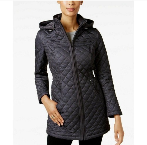 Black Quilted Hooded Puffer Coat 