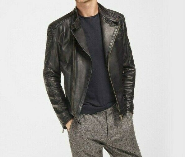 NEW Massimo Dutti キルト裏地付きナッパレザージャケット M NEW Massimo Dutti キルト裏地付きナッパレザージャケット M