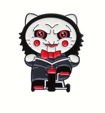 Enamel Metal Pin Badge Halloween Horror Billy The Puppet - Saw Kitty Cat Ears