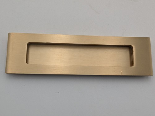 Emtek Modern 7 Inch Rectangular Flush Pocket Door Pull Satin Brass 220307US4 - Picture 5 of 9