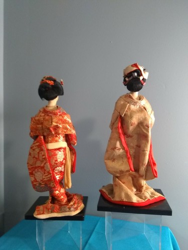 Exquisite Pair Of Japanese Kimono Dolls Statue Geisha Figurine Home Decor - Picture 10 of 12
