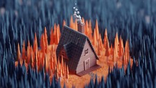 Landscape art low poly nature house hut forest trees Custom Gaming Mat Desk