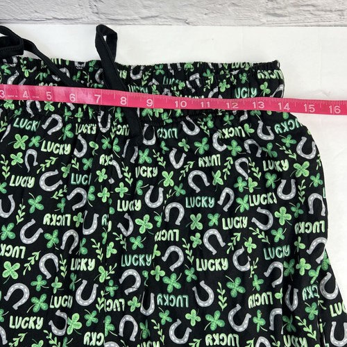 Nightzone St Patrick's Day Green Lucky Clover Horseshoe Unisex Pajama Pants Sz S - Picture 6 of 9