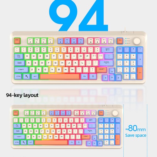K82 Gamer Tastatur RGB Light Hot-Swap Tastatur 94 Tasten für Notebook Laptop Des - Bild 5 von 21