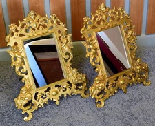 P.E. Guerin Antique Brass Mirrors - 8.5" x 11", Two Frames, No. 523