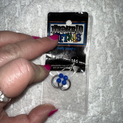 2 Blue Ball Curved Barbell 14g Septum Earring Belly Ring Brand New Body Jewelry
