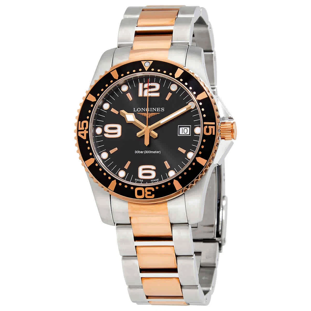 Montre homme 41 mm Longines Conquest quartz cadran noir L3 740 3 58 7