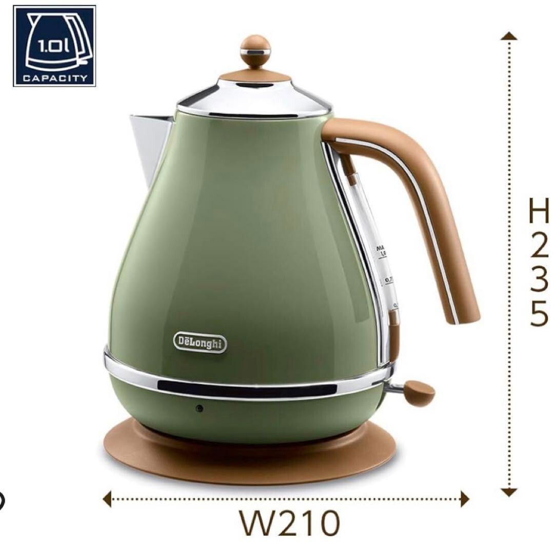 キッチン家電 DeLonghi iconA cafe kettle 1L DeLonghi Electric Kettle Icona Vintage Collection 1.0L