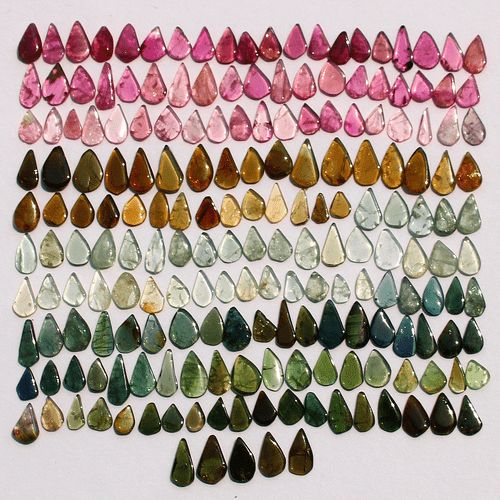 Wholesale 190 Pcs Natural Multi Tourmaline 4mm-8mm Pear Slice Cabochon Gemstones