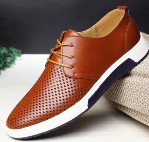 Hombres Zapatos Informales Británicos de Cuero Tenis con Cordones Oxford Transpirables - Imagen 5 de 30