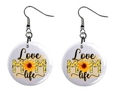 Love Mom Life Design, Button Earrings Jewelry 1" Dangle MADE IN USA NEW