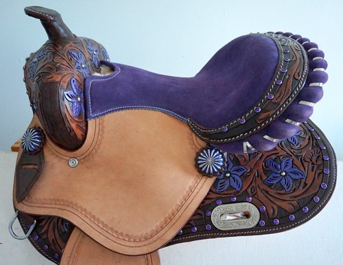 Barrel Racing Western Horse Saddle Premium Leather Equestrian Tack Size 10-18 in - Picture 5 of 7