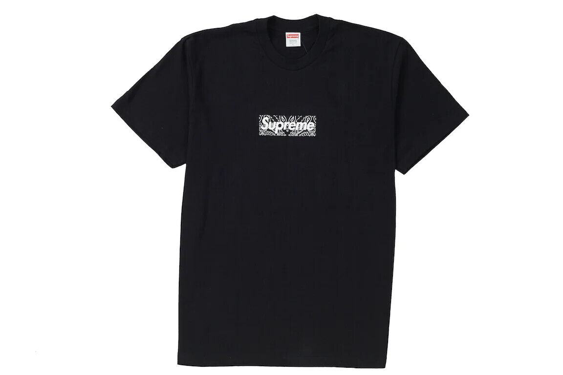 NEW Supreme Bandana Box Logo Tee Black T Shirt FW19 Size M NEW Supreme Bandana Box Logo Tee Black T Shirt FW19 Size M