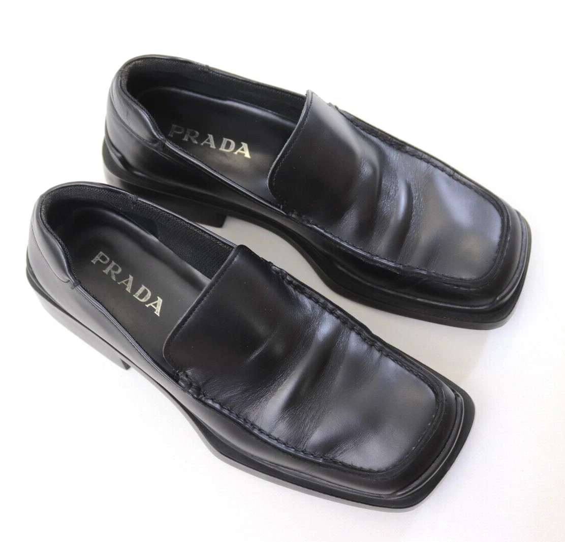 靴 Archive PRADA square toe leather loafers Archive PRADA square toe leather loafers