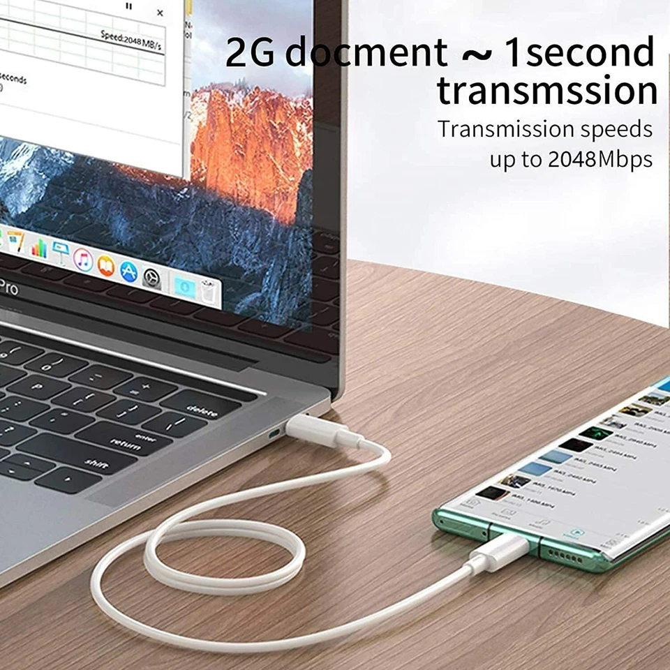 PD 60W USB-C to USB-C Fast Charger Charging Cord Cable For Samsung Macbook Pro - Image 4 of 4