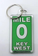 Key West Florida Zero Mile  Acrylic Rectangular Souvenir Keychain  2.25" x 1.25"