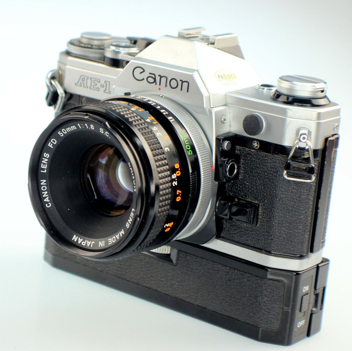 Canon AE-1 35mm SLR Film Camera FD 50mm Lens and Winder