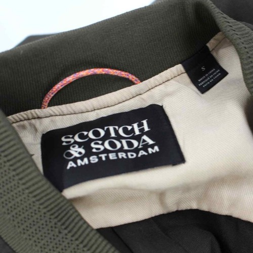 Scotch & Soda Lightweight Olive Green Linen Blend Bomber Jacket Small Button Up - Picture 6 of 7