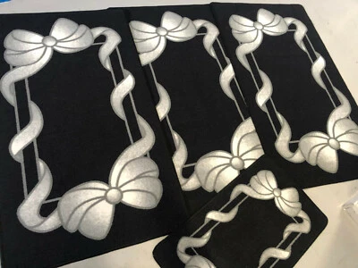 X JUEGO DE 4 ALFOMBRILLAS TOURER LAVABLES GITANOS ROMANY NEGRO/GRIS ANTIDESLIZANTES LAZOS GITANOS X
