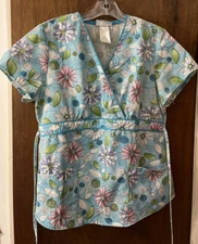 SB Scrubs Womens Small Short Sleeve Scrub Top Tie Form Fitting