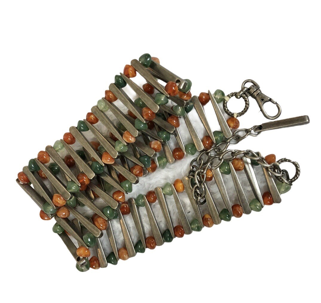 Silver Chain Stone Belt Women Heavy Spike Metal Silver Chain Stone Belt Women Heavy Spike Metal Jade Green  main image 3