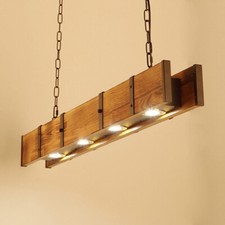 Rustic Wood 4 Lights Chandelier Farmhouse Ceiling Lamp Pendant Hanging Light