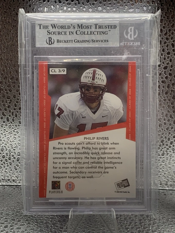 Tarjeta de novato Philip Rivers 2004 Press Proof SE Clase de 2004 NC State Chargers Foto 2 de 2