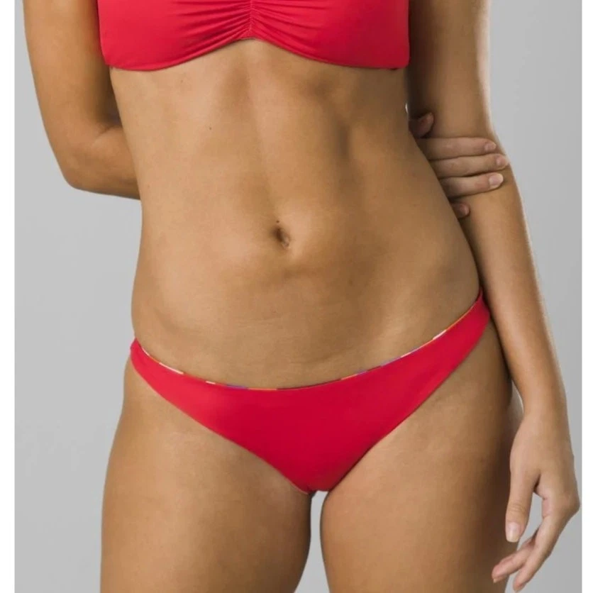 Traje de baño prAna Talla S Rosa Tropics Elina Natación Reversible Bikini Parte Inferior N7-1 Foto 2 de 4