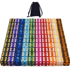 100 Pieces 6 Sided Dice Set 10 x 10 Pearl Colors Square Corner Dice with Velvet