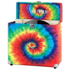 Victrola Vinyl Record Storage Carrying Case for 30 LP Records, Tie Dye Print
