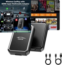 LAMTTO HDMI Input Car TV & Wireless CarPlay Adapter – 2-in-1 Dongle BLACK 