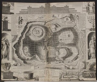 JERUSALEM ISRAEL 1689 RICHARD BLOME UNUSUAL ANTIQUE COPPER ENGRAVED CITY MAP