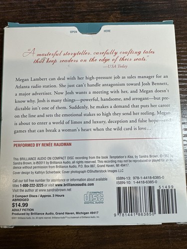 Temptation's Kiss by Sandra Brown (2011, CD) Abridged 3 CD Set ~ Very Good! - Picture 2 of 2