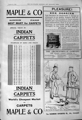 Alte 1901 Ahorn Indianer Teppiche Äolische Orchestrelle Cavendish Liverpoo 20.