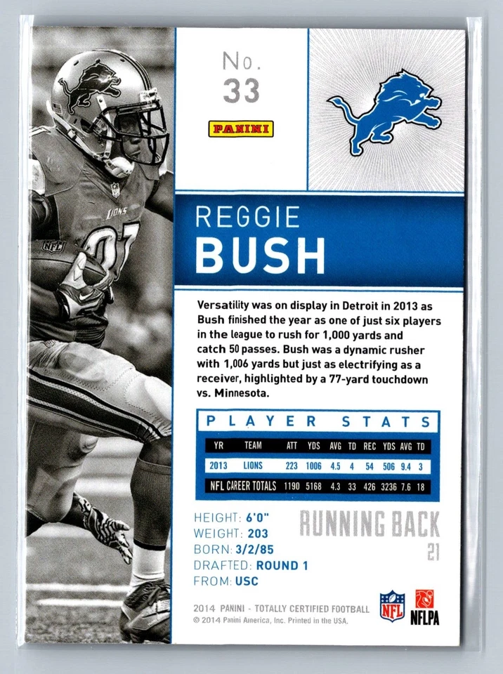 2014 Panini Totally Certified #33 Reggie Bush - Image 2 of 2