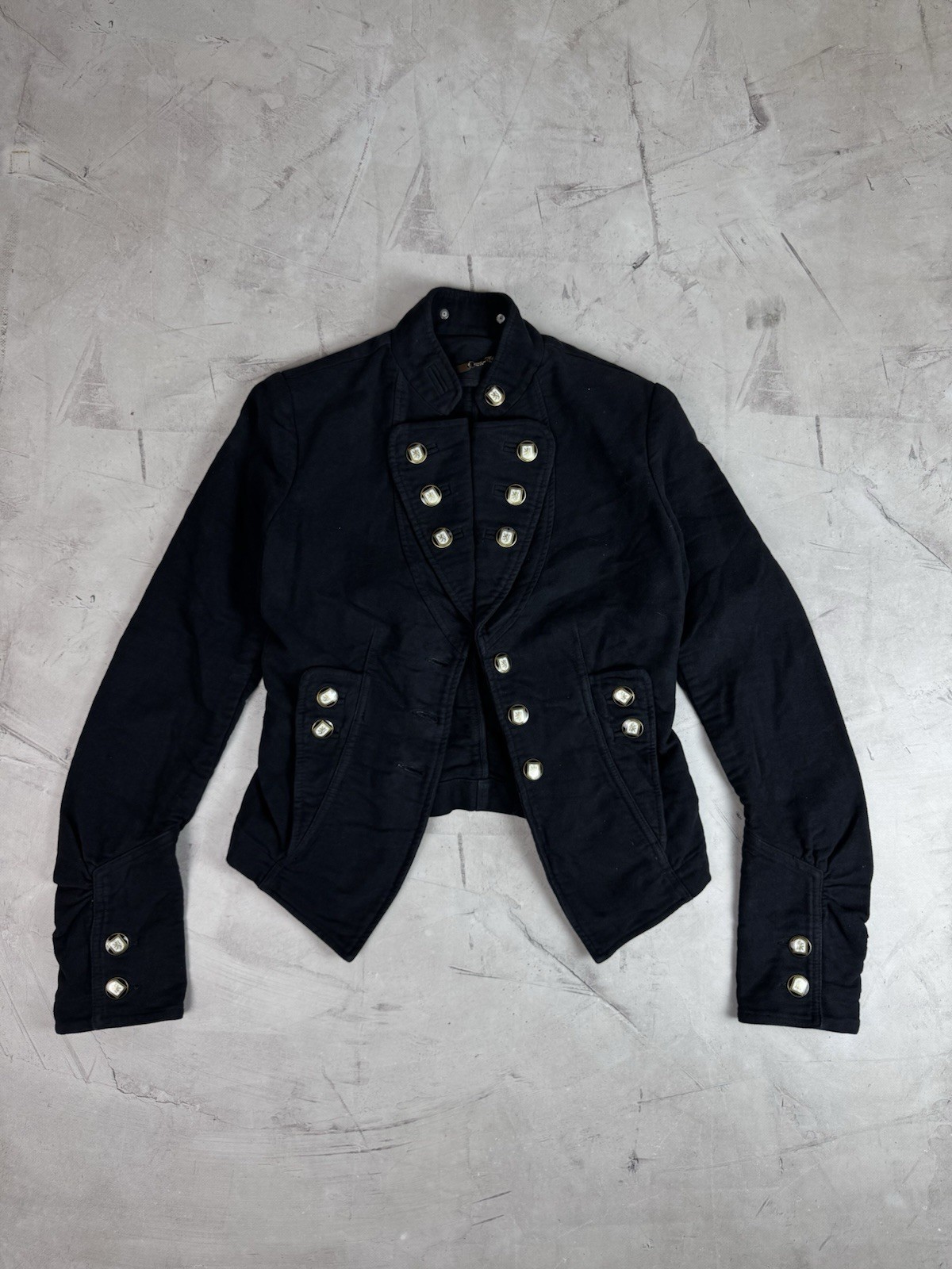 Vintage Y2K TRIPP NYC Black Coat Military Band Napoleon Jacket Size Med RARE HTF