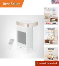 Quiet 1500W PTC Space Heater with 12h Timer & Safety Features for Home Office