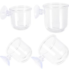 4 Pcs Aquarium Feeder Cup Glass Fish Shrimp Aquatic Snail Feeders
