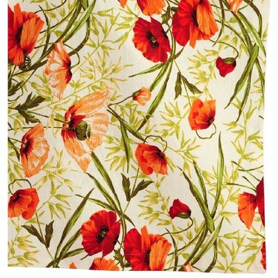 SANDER Alvor Tischläufer Tischdecke Baumwolle Druck Mohnblumen Sommer Rot